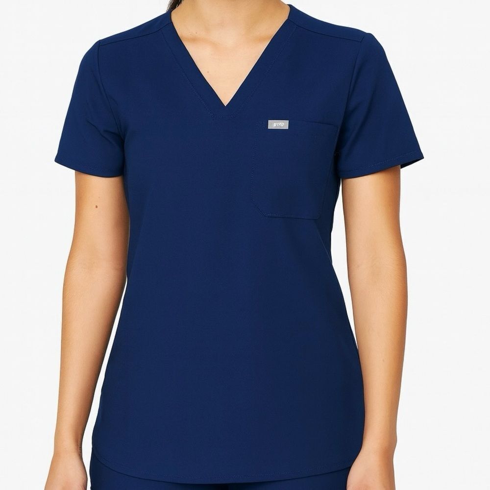 Figs Deep Blue V-Neck Scrub Top